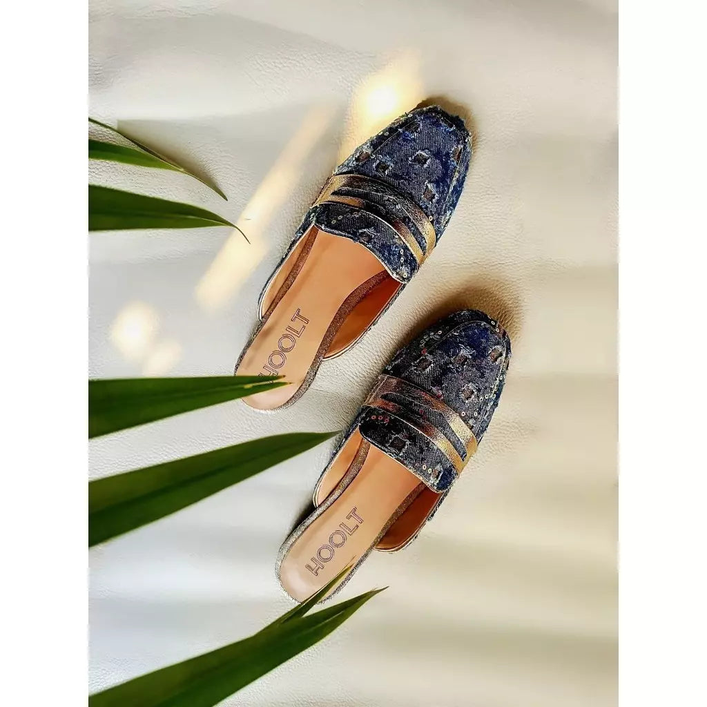 Denim Glow Mules - Dark Jeans