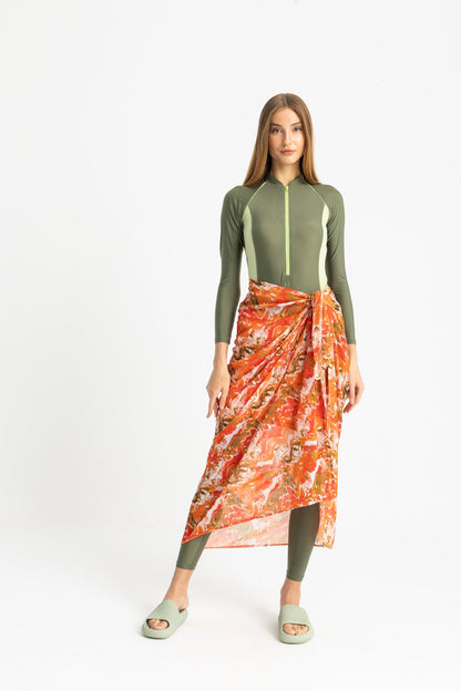 Chiffon Wrap Long Skirt - Multicolor