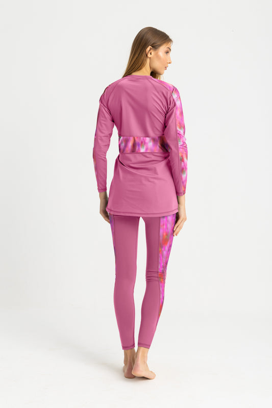 Lycra Asymmetrical Basic Swimsuit - Pink