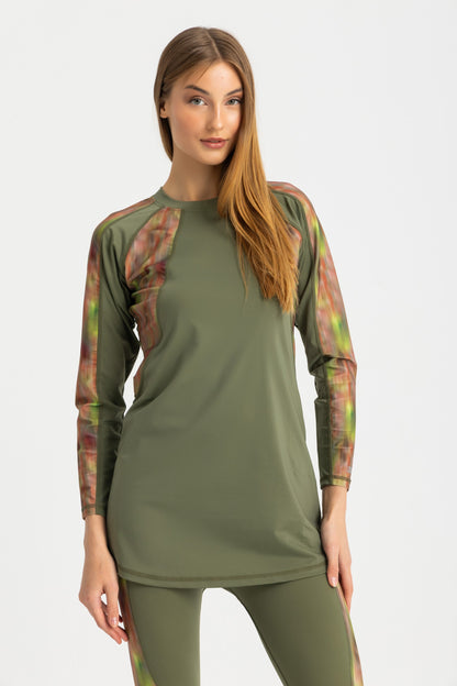 Lycra Asymmetrical Basic Swimsuit - Olive