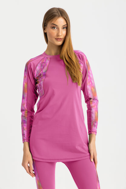 Lycra Asymmetrical Basic Swimsuit - Pink