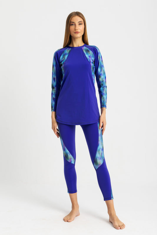 Lycra Asymmetrical Basic Swimsuit - Blue