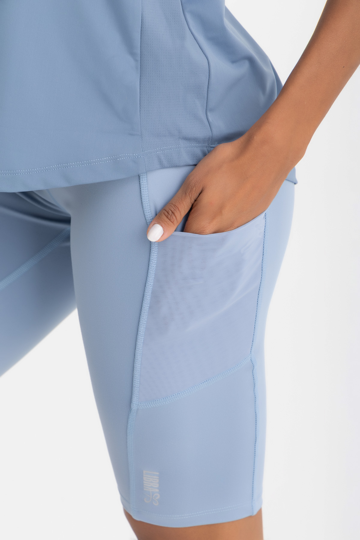 Lycra Sporty High-Waist Short - Ice Blue