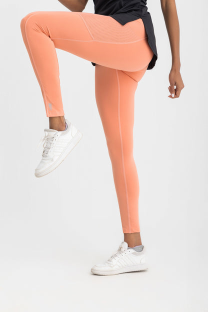 Lycra Sporty High-Waist Leggings - Sandy Peach