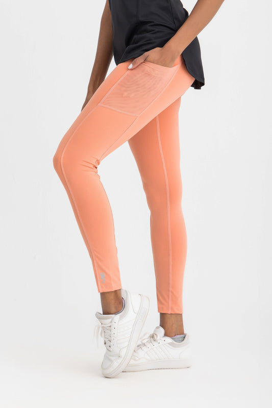 Lycra Sporty High-Waist Leggings - Sandy Peach