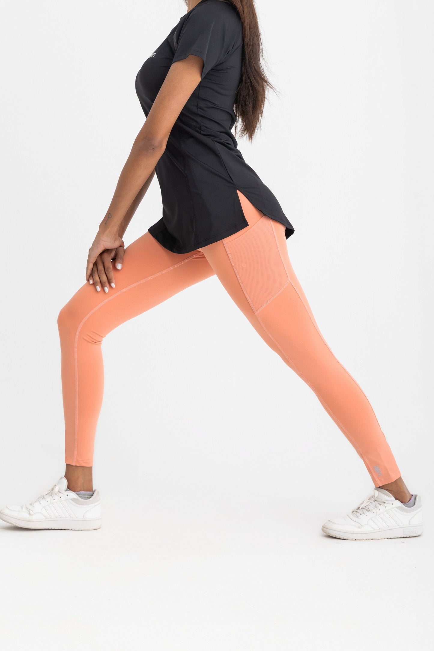 Lycra Sporty High-Waist Leggings - Sandy Peach