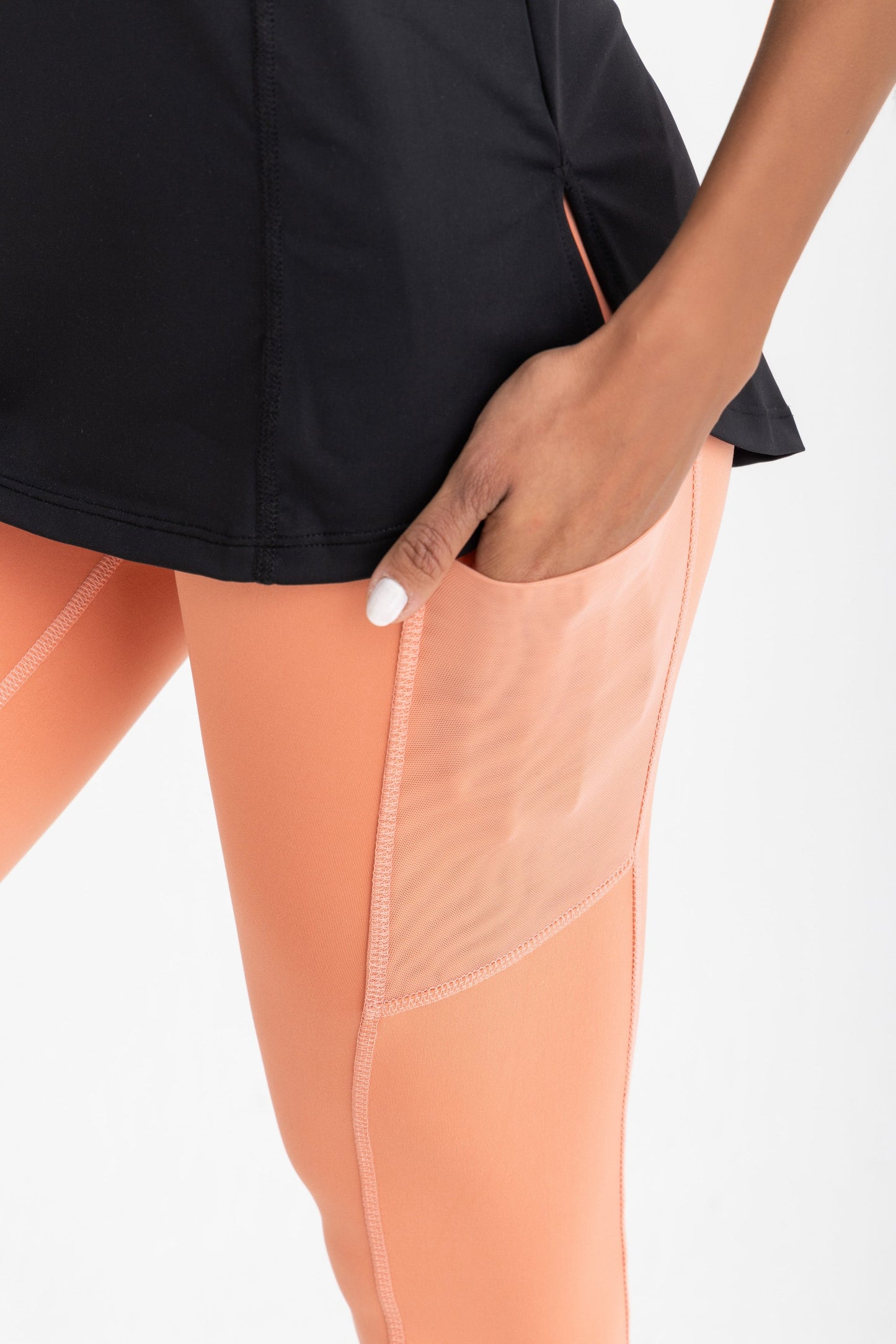Lycra Sporty High-Waist Leggings - Sandy Peach
