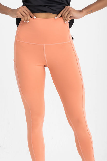 Lycra Sporty High-Waist Leggings - Sandy Peach