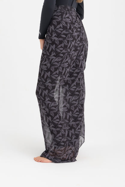 Chiffon Wrap Long Skirt - Black