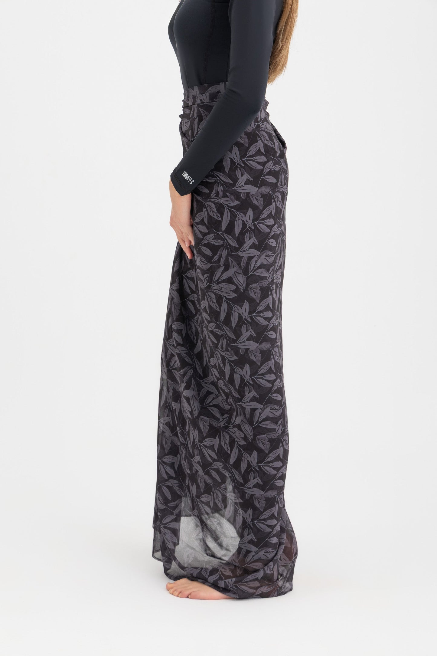 Chiffon Wrap Long Skirt - Black