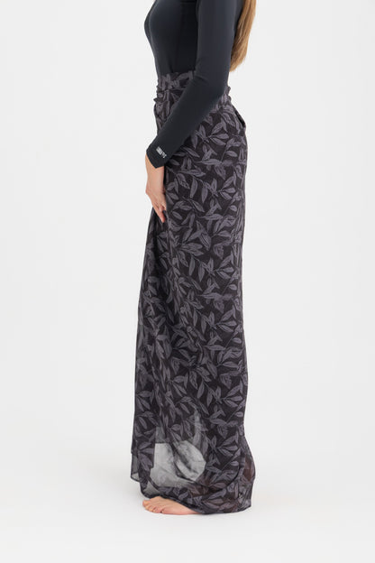 Chiffon Wrap Long Skirt - Black