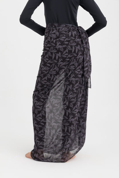 Chiffon Wrap Long Skirt - Black