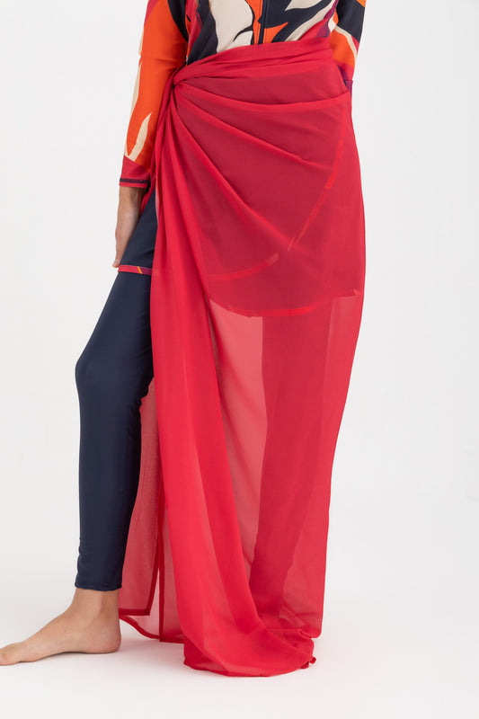 Chiffon Wrap Long Skirt - Red