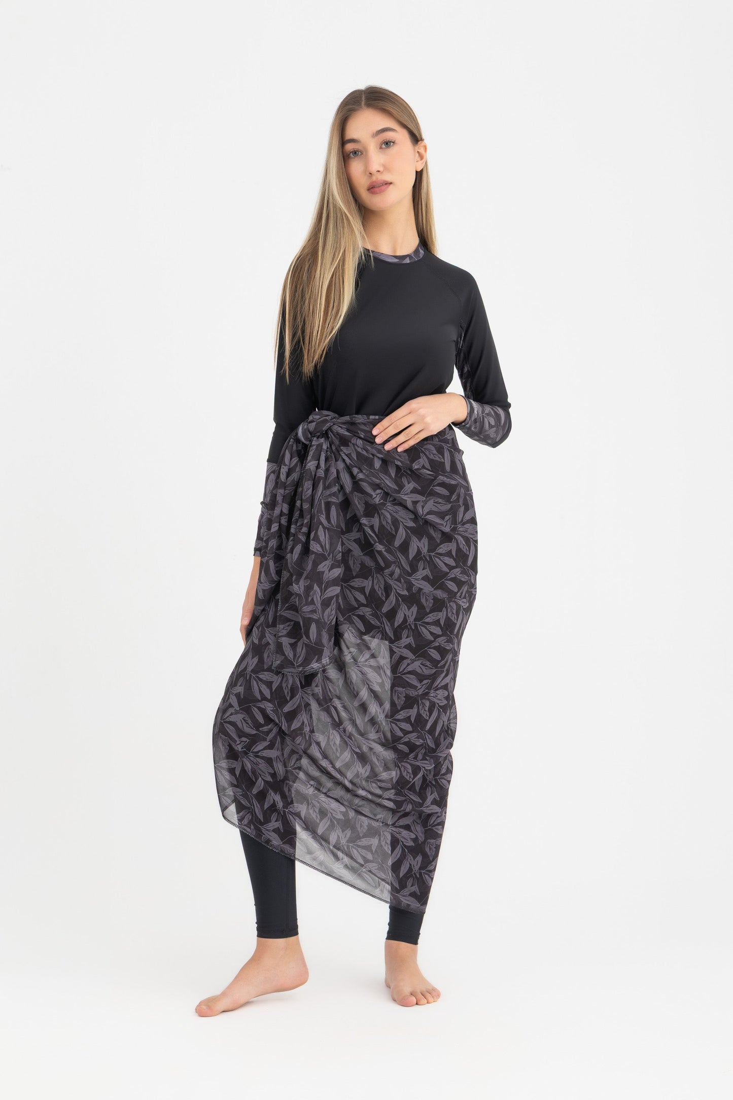Chiffon Wrap Long Skirt - Black