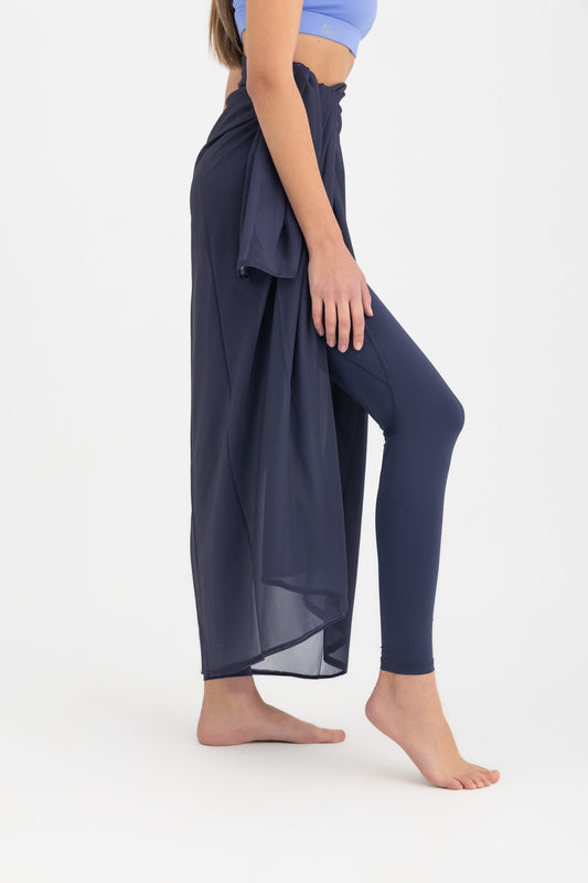 Chiffon Wrap Long Skirt - Navy
