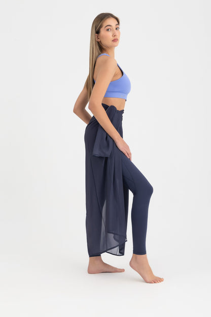 Chiffon Wrap Long Skirt - Navy