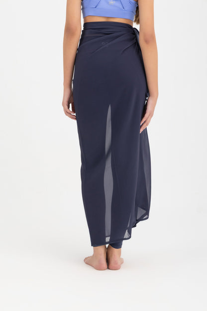 Chiffon Wrap Long Skirt - Navy