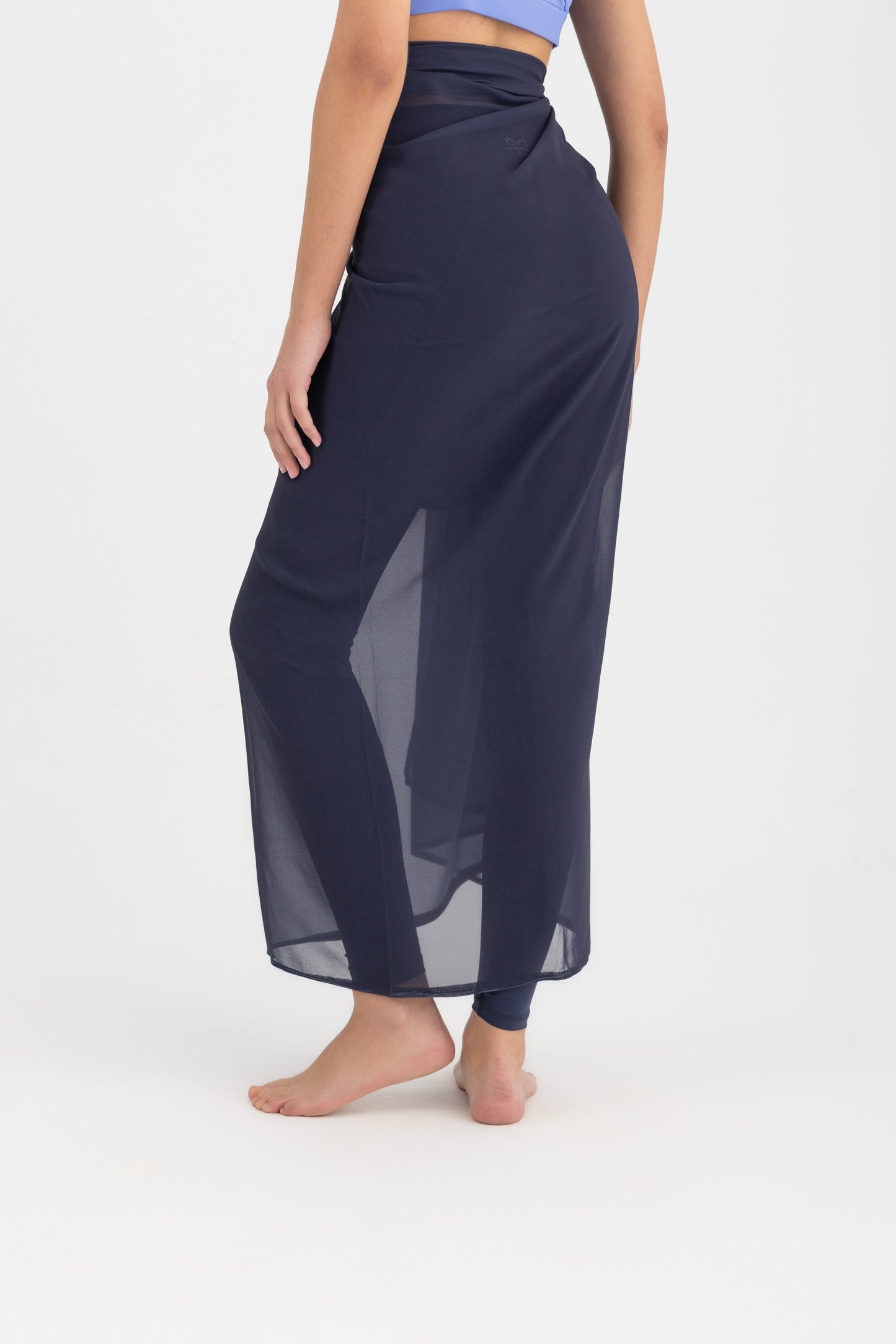 Chiffon Wrap Long Skirt - Navy