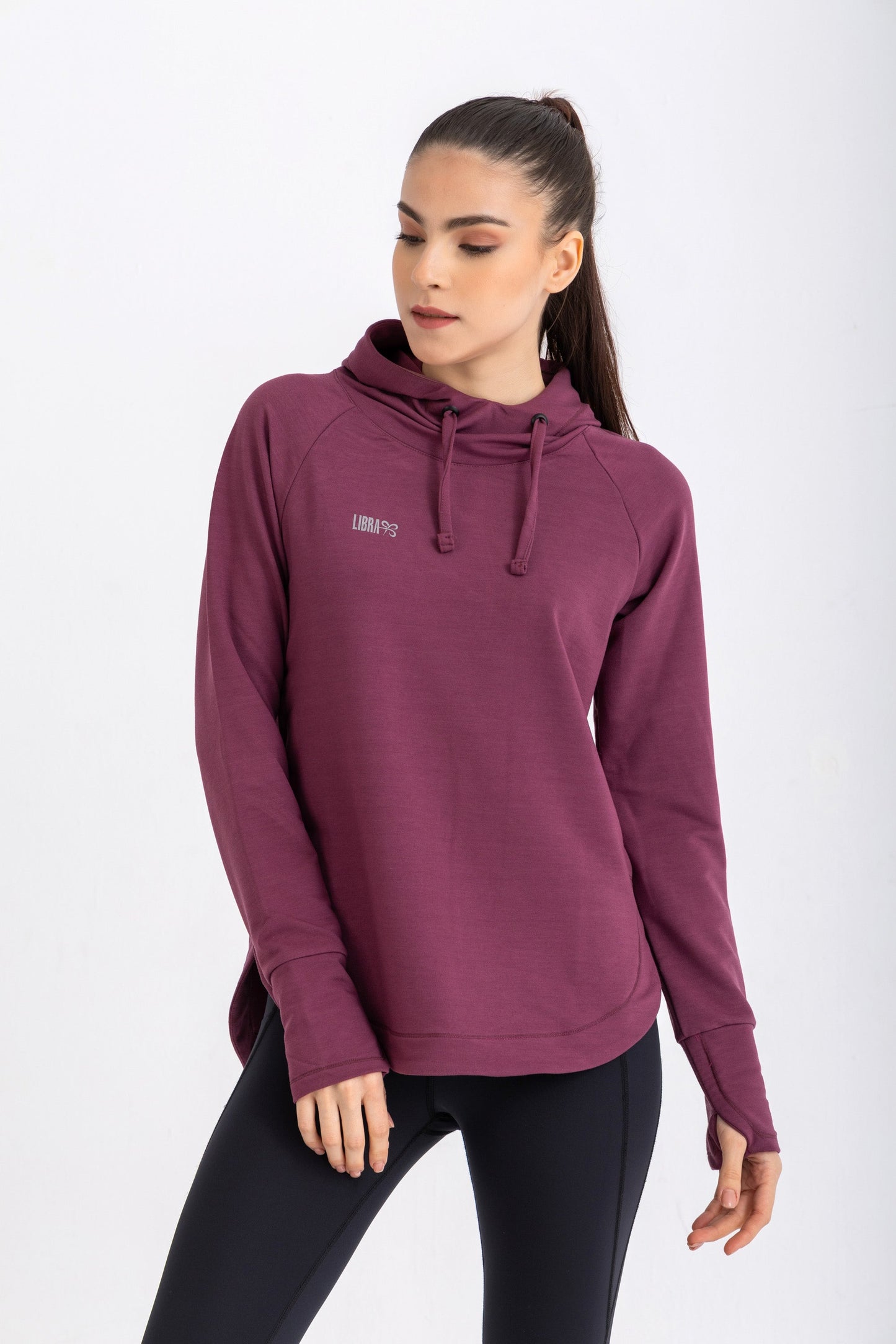 Lycra Long Sleeve Cloud Hoodie - Wine Red