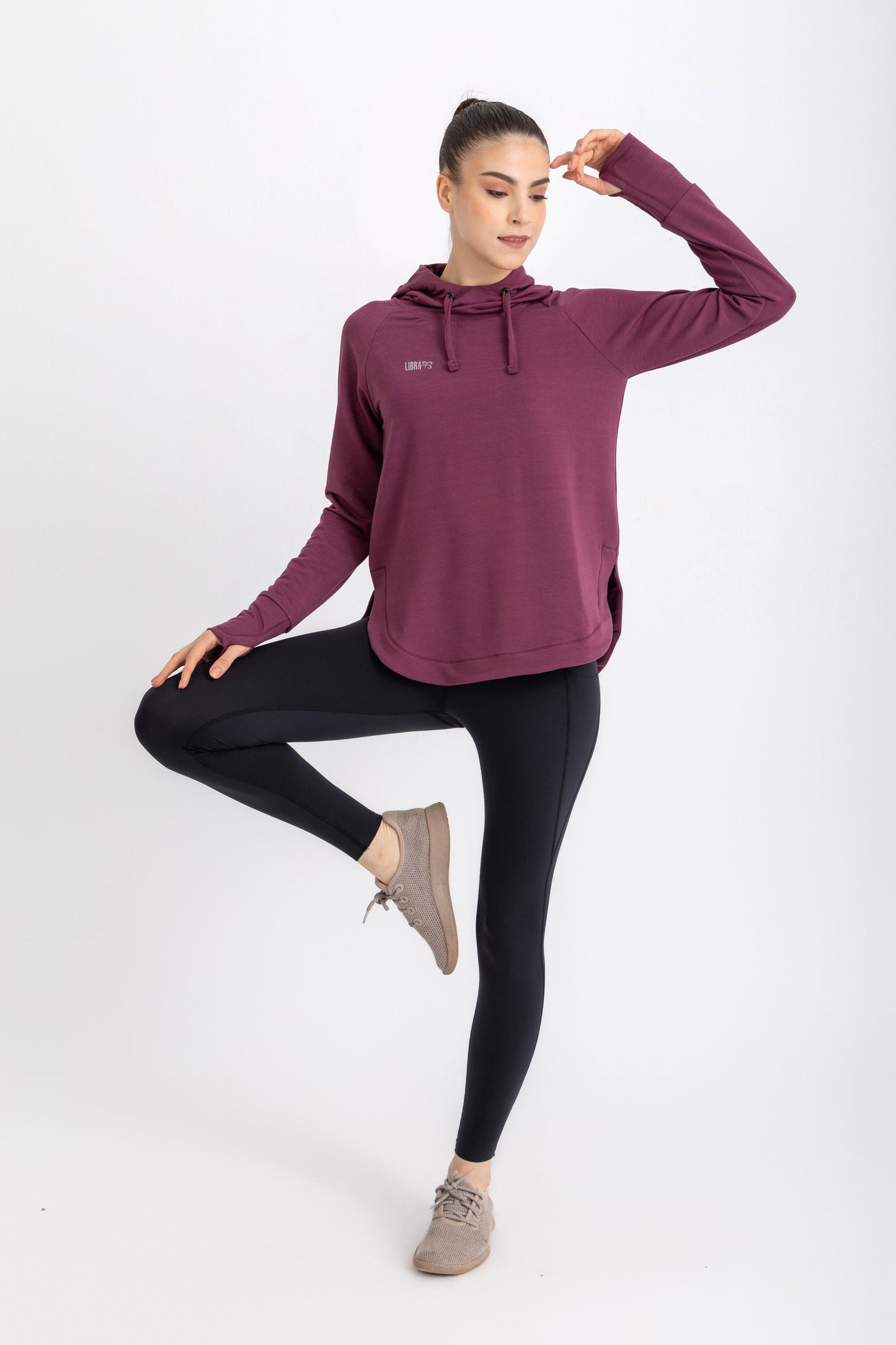 Lycra Long Sleeve Cloud Hoodie - Wine Red