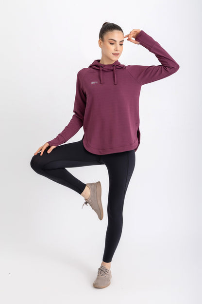 Lycra Long Sleeve Cloud Hoodie - Wine Red