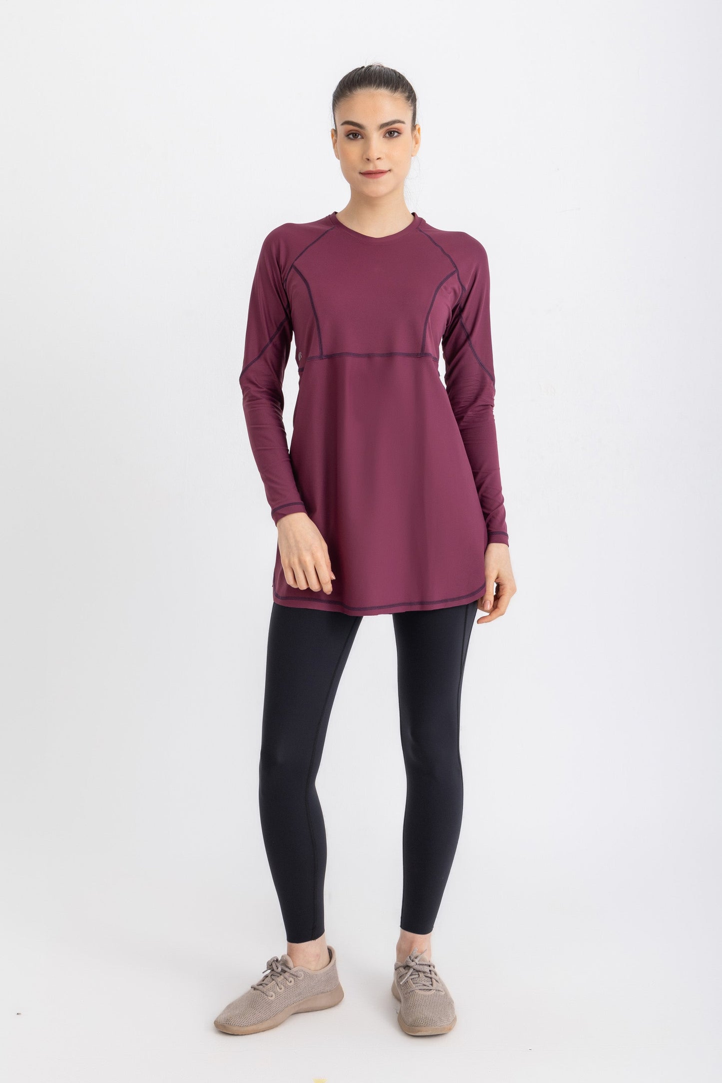 Lycra Stitched Breeze Back Top - Wine Red