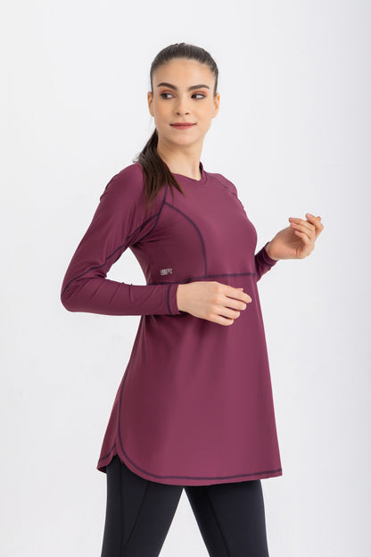 Lycra Stitched Breeze Back Top - Wine Red