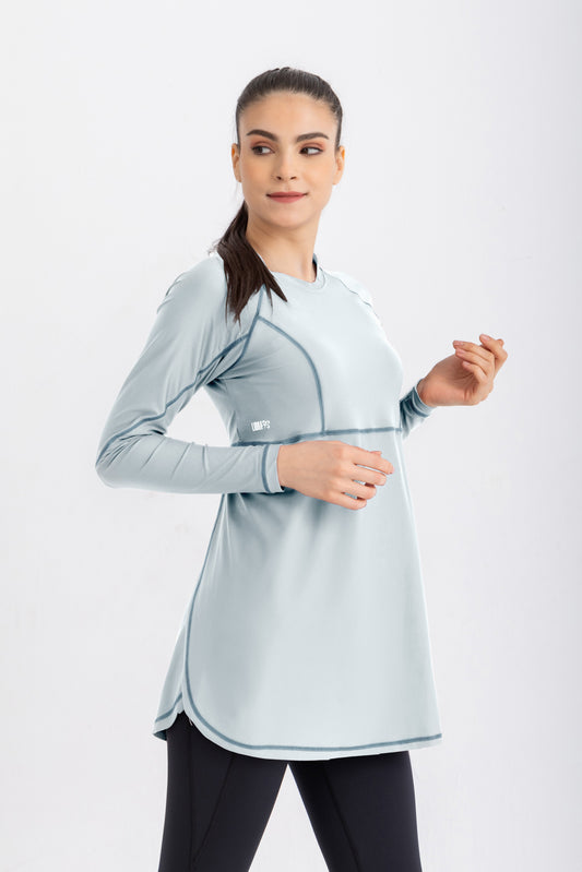 Lycra Stitched Breeze Back Top - Ice Blue