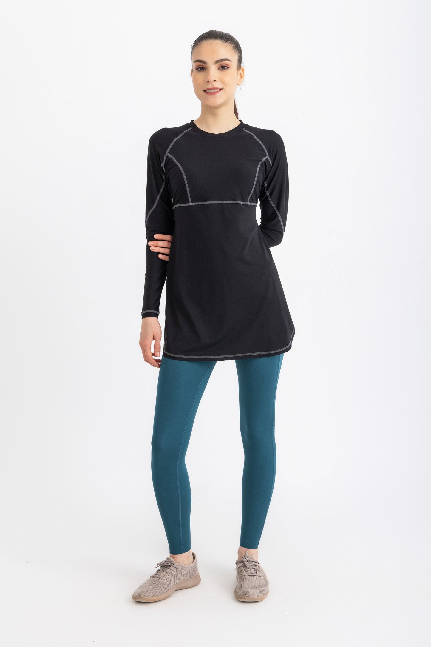 Lycra Stitched Breeze Back Top - Black