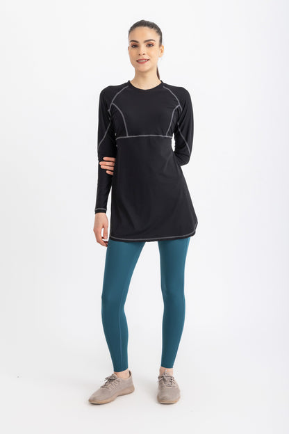 Lycra Stitched Breeze Back Top - Black