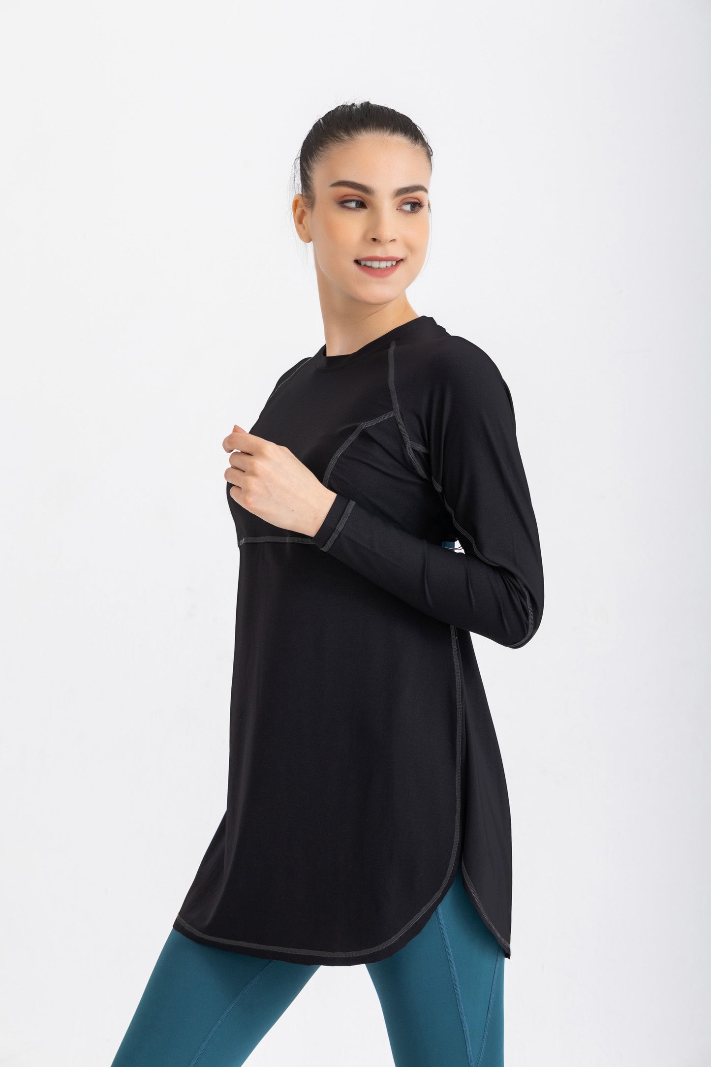 Lycra Stitched Breeze Back Top - Black