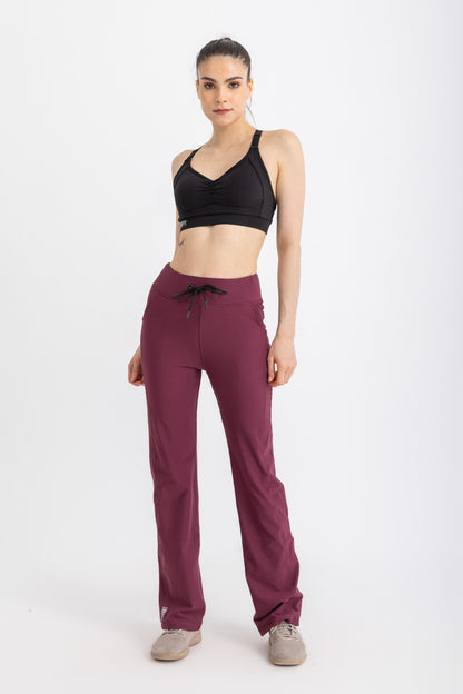 Lycra Straight Leggings - Wine Red