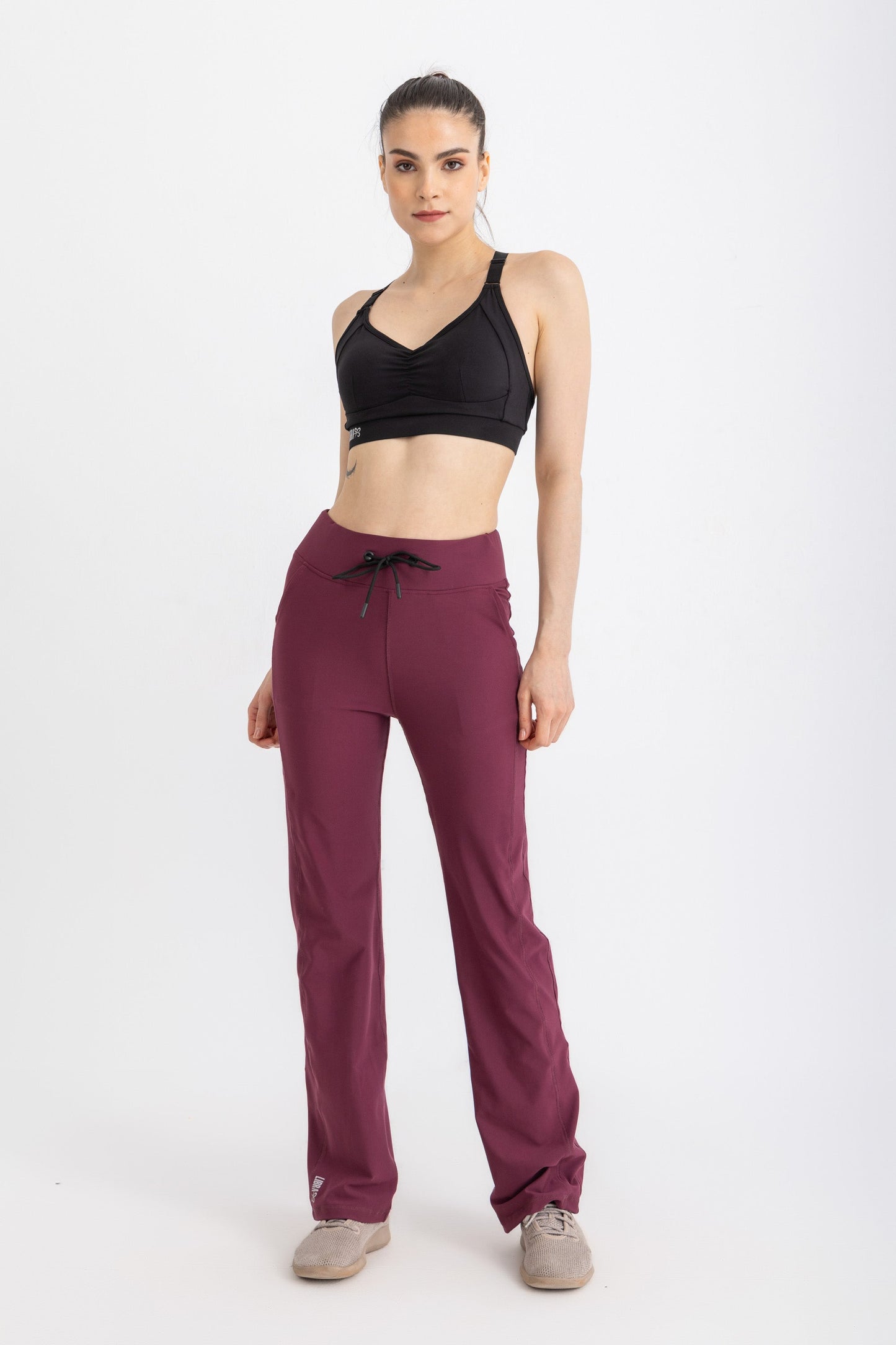 Lycra Straight Leggings - Wine Red