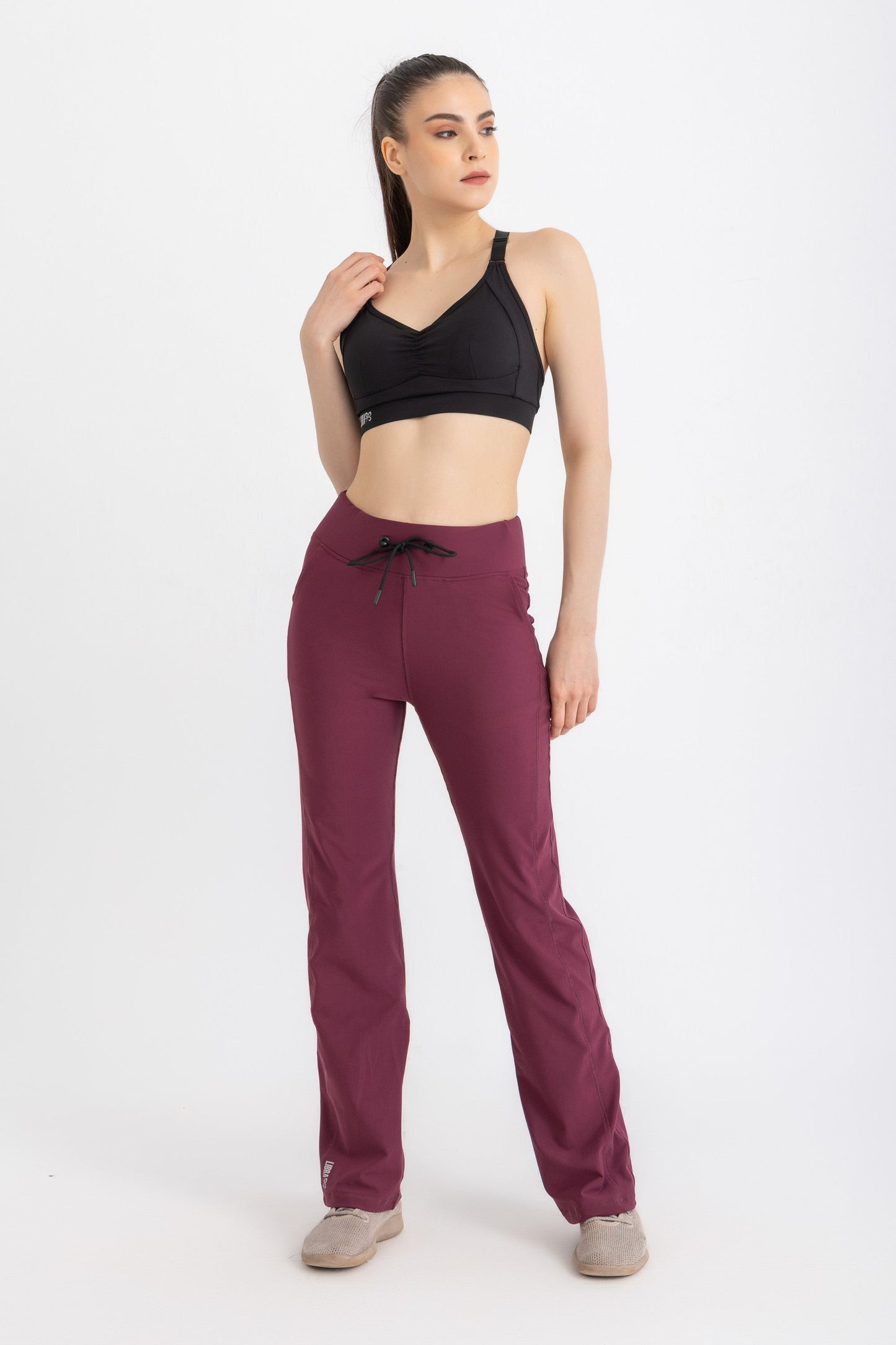 Lycra Straight Leggings - Wine Red