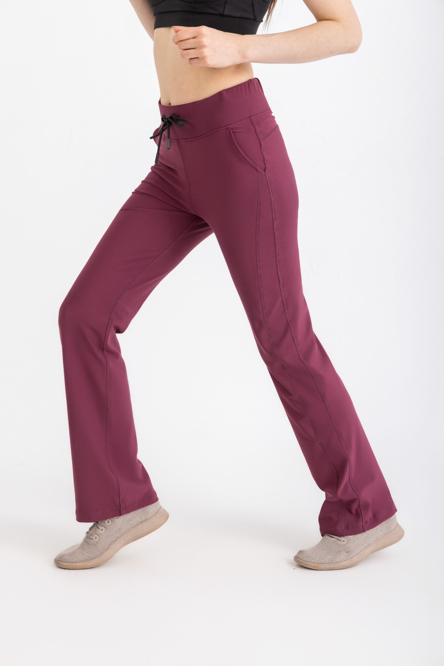 Lycra Straight Leggings - Wine Red