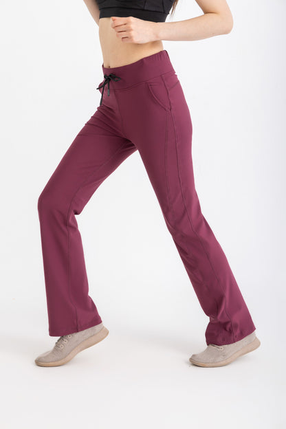 Lycra Straight Leggings - Wine Red