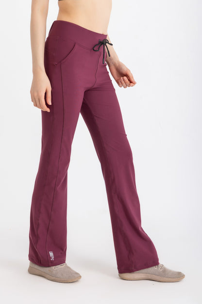 Lycra Straight Leggings - Wine Red