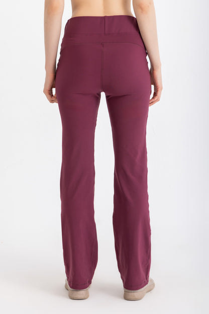 Lycra Straight Leggings - Wine Red