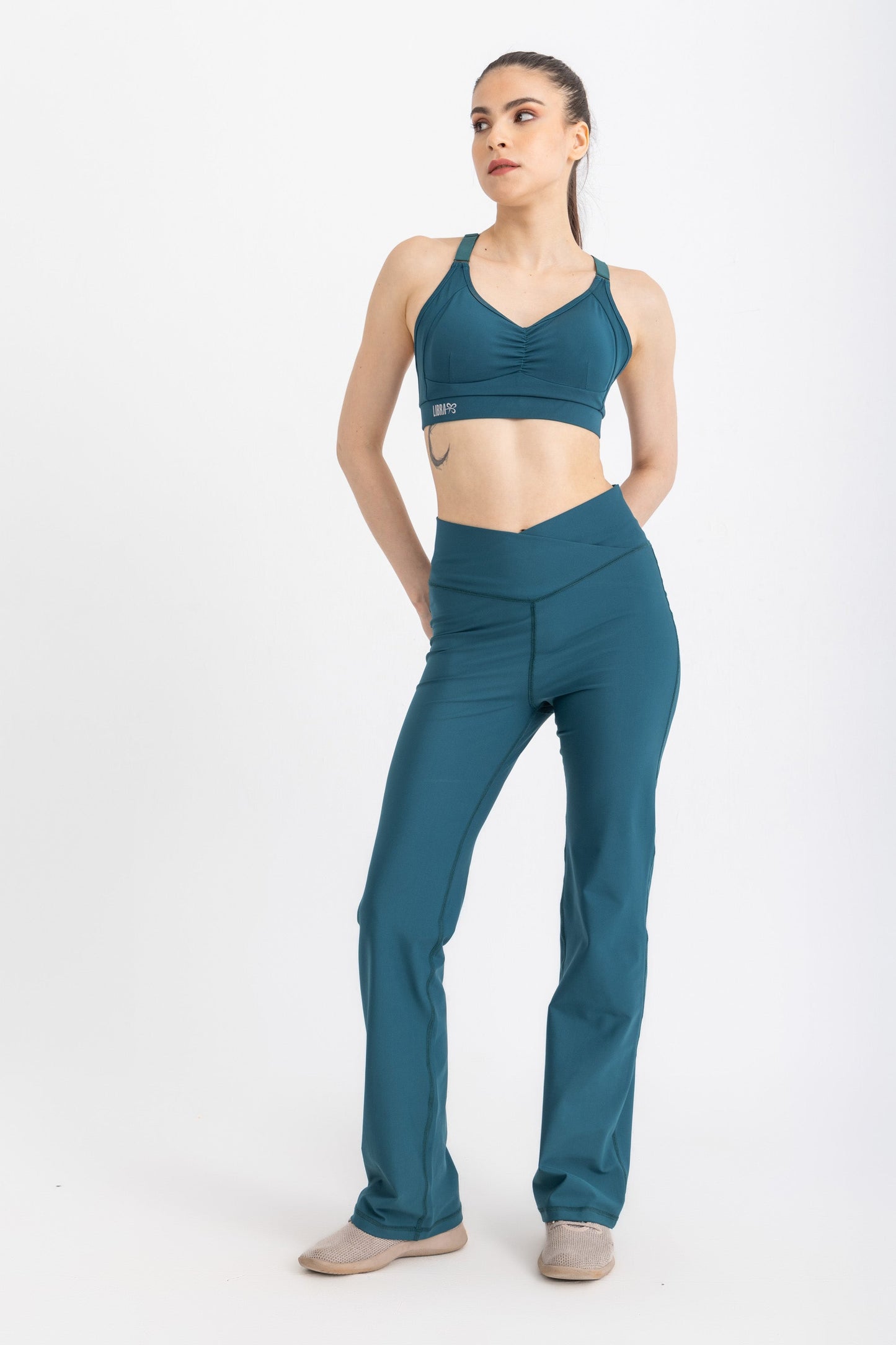 Lycra V-Flare Leggings - Teal