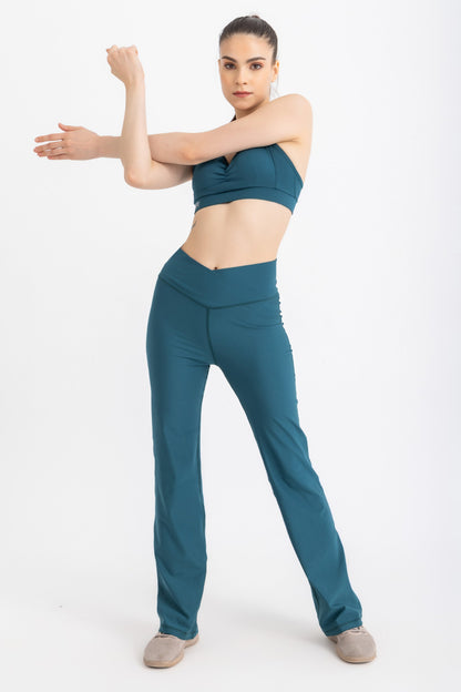 Lycra V-Flare Leggings - Teal