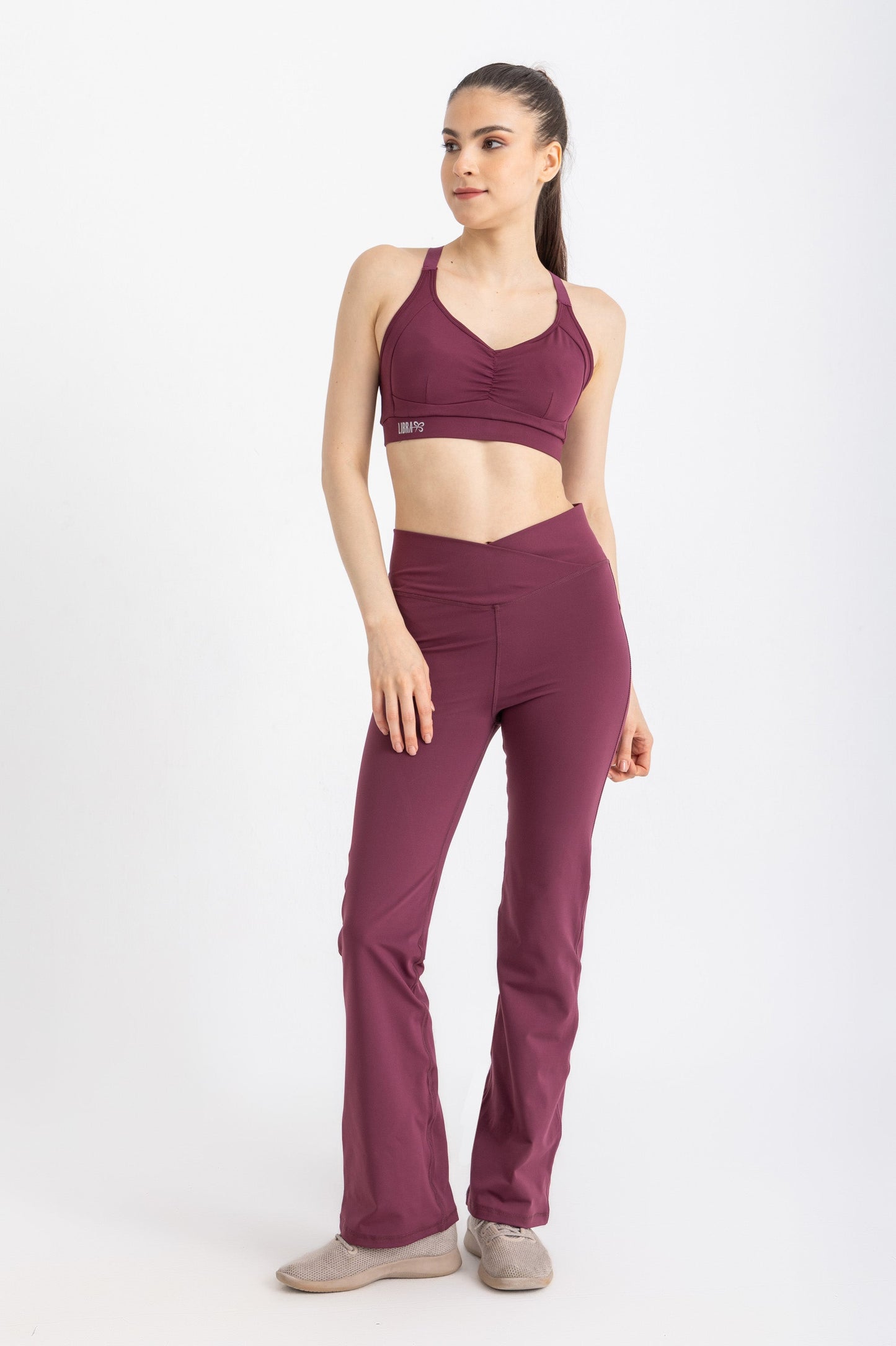 Lycra V-Flare Leggings - Purple