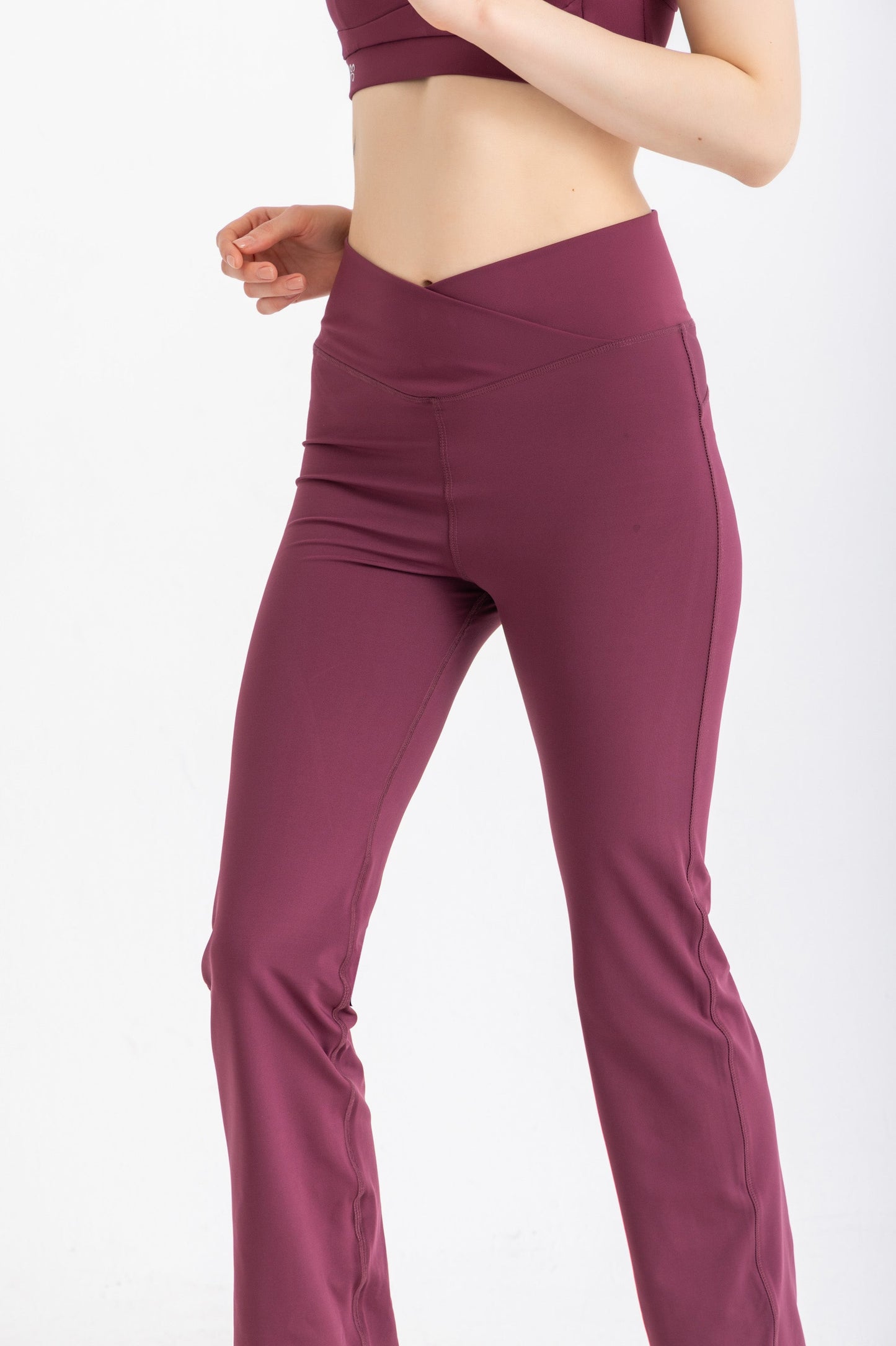 Lycra V-Flare Leggings - Purple