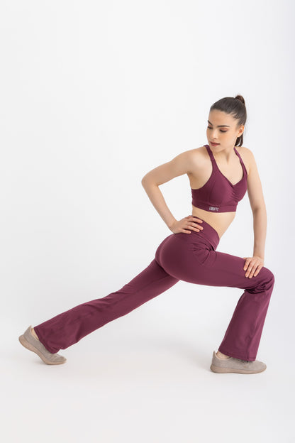 Lycra V-Flare Leggings - Purple