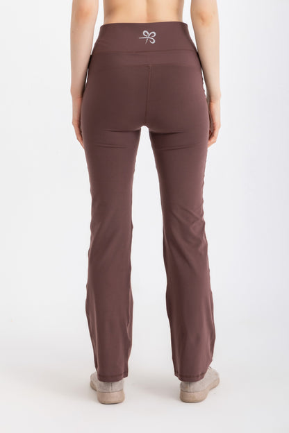Lycra V-Flare Leggings - Brown
