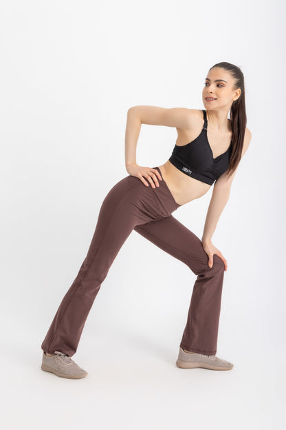 Lycra V-Flare Leggings - Brown
