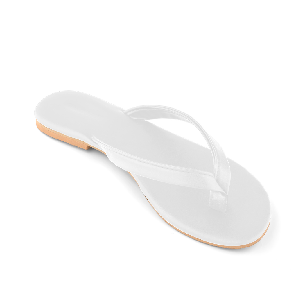 Faux Leather Urbana Flip Flops - White