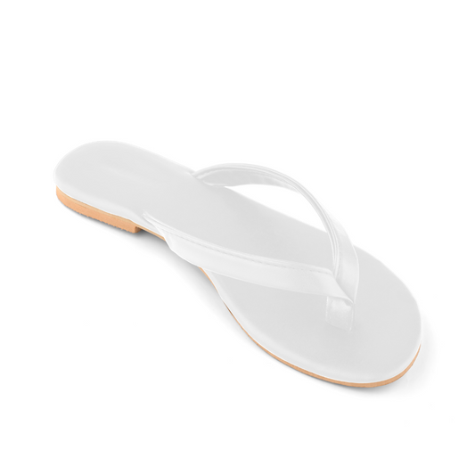 Faux Leather Urbana Flip Flops - White