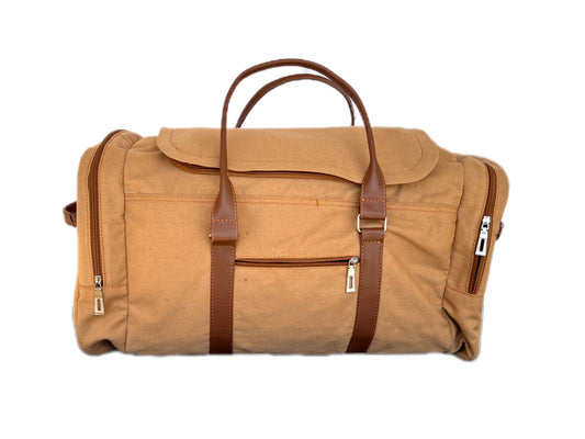 Canvas Weekender Travel Duffel - Beige