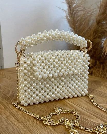 Loly CCB Beaded Lulwa Pearl Shoulder Bag – Off White