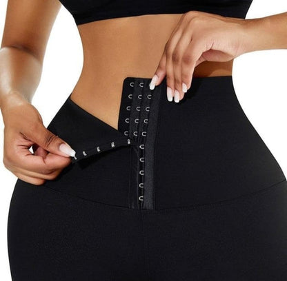 Synthetic Sculpt Fit High-Waist Compression Leggings - Black